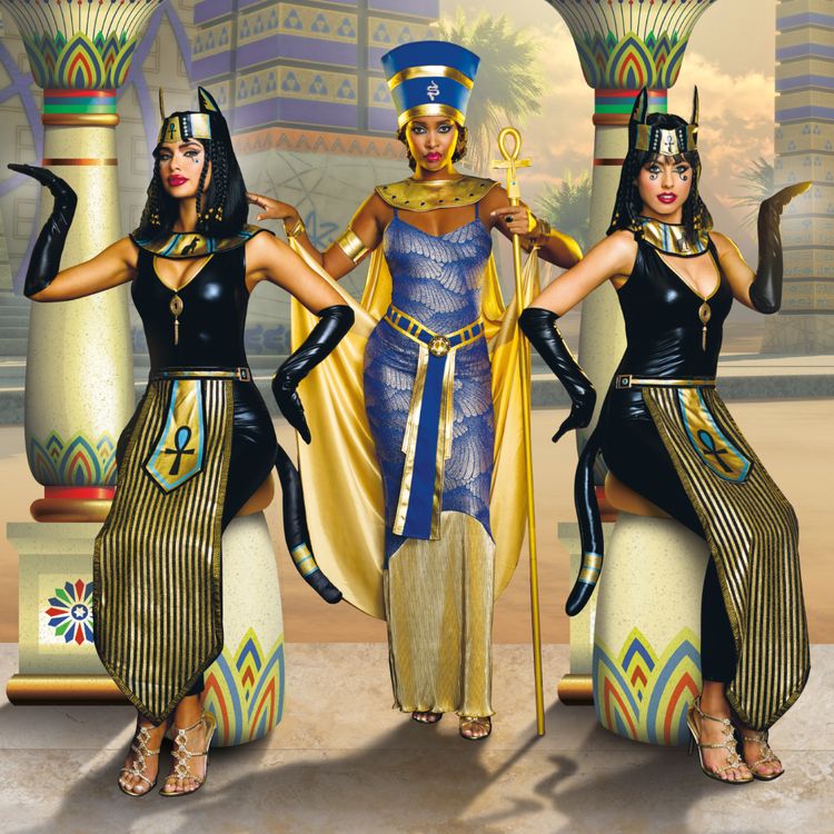 Pharao Kostüm Ägyptische Katzengöttin Bastet für Damen Pharao Kostüm Ägyptische Katzengöttin Bastet für Damen Gr. L-XL Katze Fasching Karneval Mottoparty Gruppenkostüm Paarkostüm