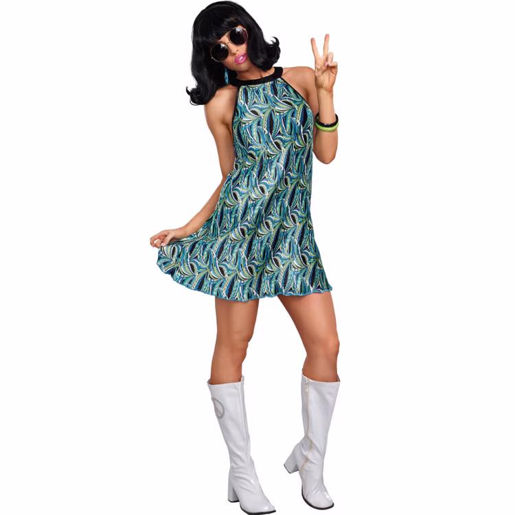 Hippie Kostüm Retro Kleid mit Sonnenbrille für Damen Gr. S-XL bunt SALE Fasching Karneval Mottoparty Schlagermove Hippie Kostüm Retro Kleid mit Sonnenbrille für Damen Gr. S-XL bunt SALE Fasching Karneval Mottoparty Schlagermove