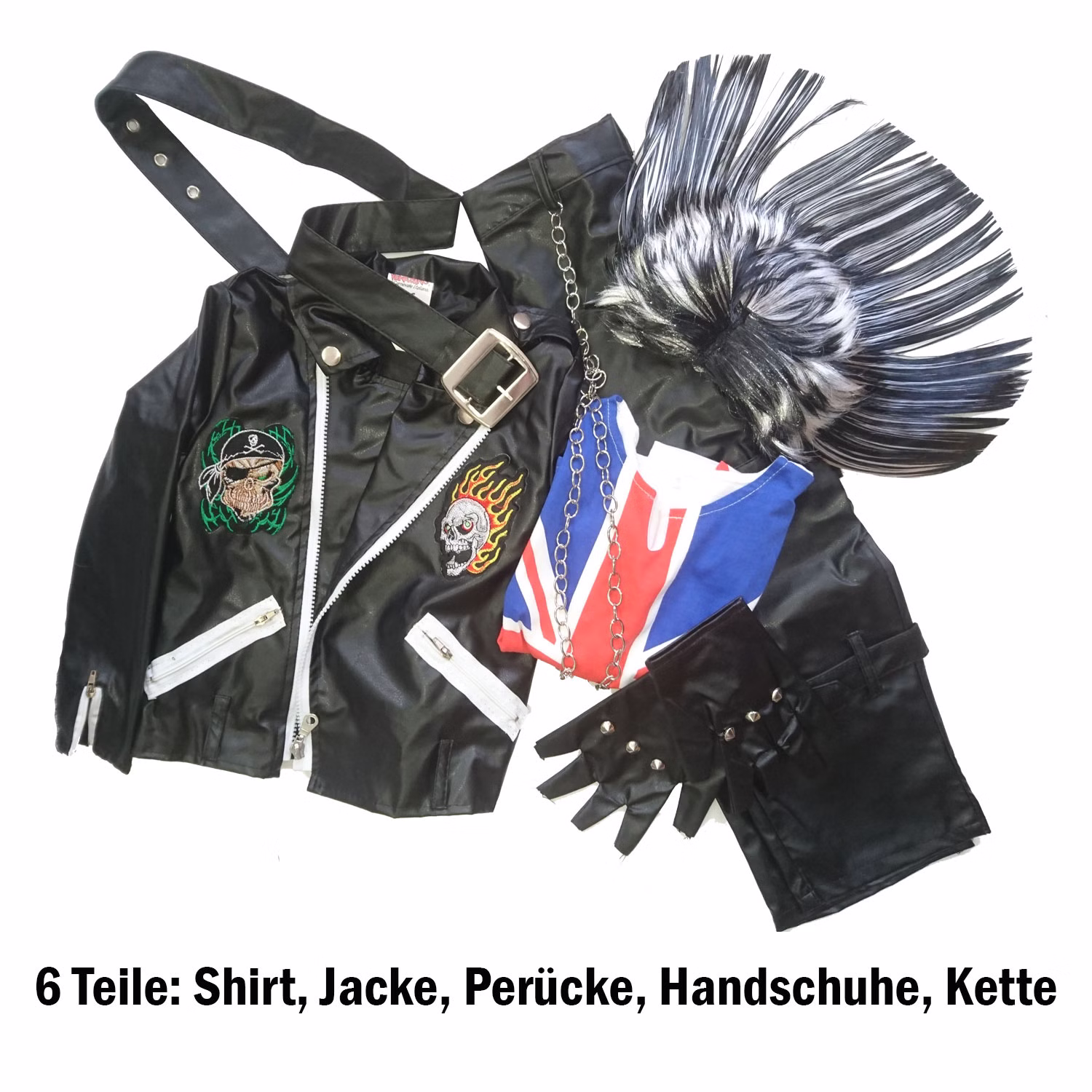 Punk Rebell Kostüm Kid deluxe für Kinder Gr. 110-134 UK Fasching Karneval Mottoparty Punk Rebell Kostüm Kid deluxe für Kinder Gr. 110-134 UK Fasching Karneval Mottoparty