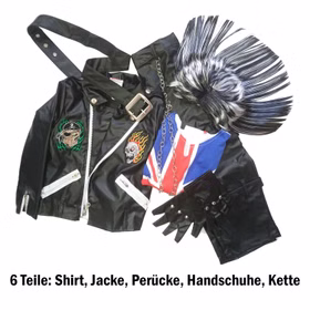 Punk Rebell Kostüm Kid deluxe für Kinder Gr. 110-134 UK Fasching Karneval Mottoparty 