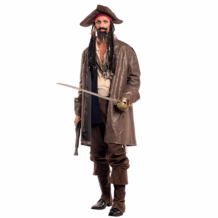 Piratenkapitän Kostüm Jack für Herren Gr. S-XL inklusive Kopftuch mit Rasta-Haaren Seeräuber Pirat Karneval Fasching Mottoparty Piratenkapitän Kostüm Jack für Herren Gr. S-XL inklusive Kopftuch mit Rasta-Haaren Seeräuber Pirat Karneval Fasching Mottoparty