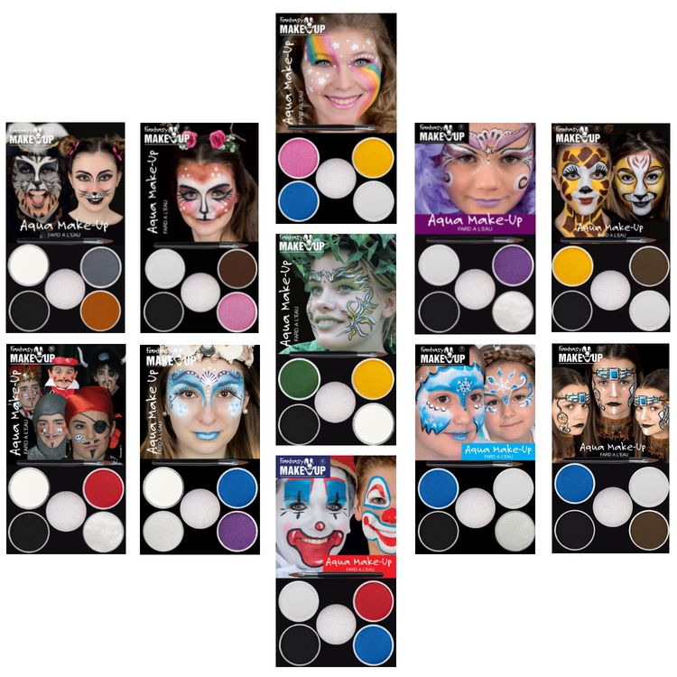 Aqua Make Up 4er Picture Pack verschiedene Designs Einhorn Prinzessin Kinderschminke Schminke SALE Fasching Karneval Kindergeburtstag Mottoparty