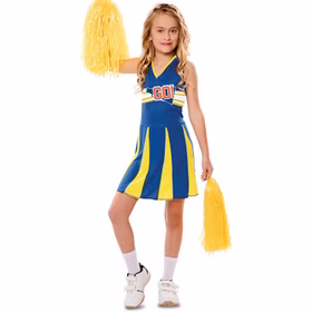 Cheerleader Kostüm Blue Arrow für Kinder 5-12 Jahre Kleid blau-gelb Cheerleaderin Amerika Karneval Fasching Mottoparty Kindergeburtstag Cheerleader Kostüm Blue Arrow für Kinder 5-12 Jahre Kleid blau-gelb Cheerleaderin Amerika Karneval Fasching Mottoparty Kindergeburtstag