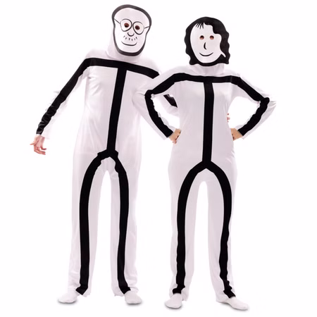 Strichmännchen Kostüm Strichfigur für Erwachsene Gr. S-L weiß Fasching Karneval Mottoparty Paarkostüm Gruppenkostüm Strichmännchen Kostüm Strichfigur für Erwachsene Gr. S-L weiß Fasching Karneval Mottoparty Paarkostüm Gruppenkostüm