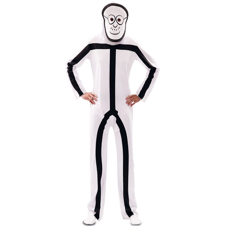 Strichmännchen Kostüm Strichfigur für Erwachsene Strichmännchen Kostüm Strichfigur für Erwachsene Gr. S-L weiß Fasching Karneval Mottoparty Paarkostüm Gruppenkostüm