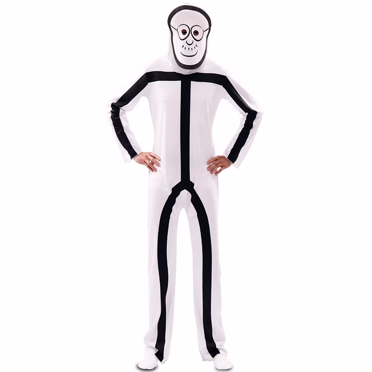 Strichmännchen Kostüm Strichfigur für Erwachsene Gr. S-L weiß Fasching Karneval Mottoparty Paarkostüm Gruppenkostüm Strichmännchen Kostüm Strichfigur für Erwachsene Gr. S-L weiß Fasching Karneval Mottoparty Paarkostüm Gruppenkostüm