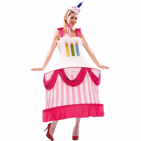 Geburtstagskuchen Kostüm für Damen Gr. 38-42 Kleid Kuchen Törtchen Fasching Karneval Mottoparty Geburtstag witziges Spaßkostüm Geburtstagskuchen Kostüm für Damen Gr. 38-42 Kleid Kuchen Törtchen Fasching Karneval Mottoparty Geburtstag witziges Spaßkostüm