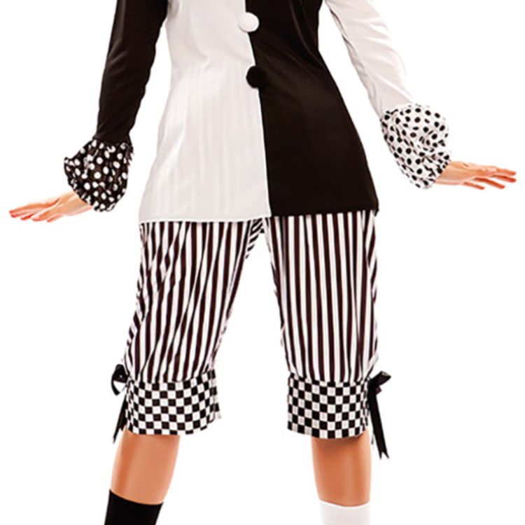 Harlekin Kostüm Pepi für Damen Gr. 38-42 schwarz weiß Clown Pierrot Fasching Karneval Mottoparty Paar- und Familienkostüm