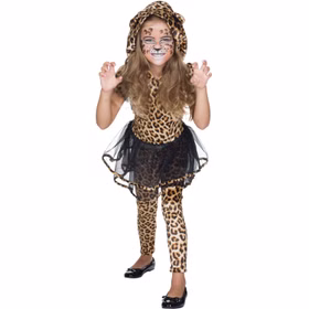 Leopardin Kostüm Fahed für Kinder Gr. 104-140 Kleid braun Tier Tierkostüm Raubkatze Großkatze Fasching Karneval Mottoparty Kindergeburtstag Leopardin Kostüm Fahed für Kinder von Vorne