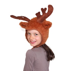 Rentier Mütze Elch für Kinder Gr. 116-128 braun Kopfbedeckung Fasching Karneval Weihnachten Krippenspiel Kostüm-Zubehör