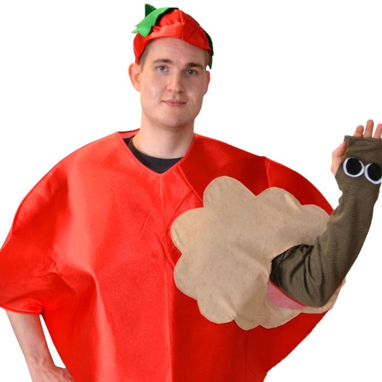 Apfel Kostüm Max mit Wurm für Erwachsene Apfel Kostüm Max mit Wurm für Erwachsene Einheitsgröße rot Früchte Garten Obst Fasching Karneval Mottoparty Paar- und Gruppenkostüm