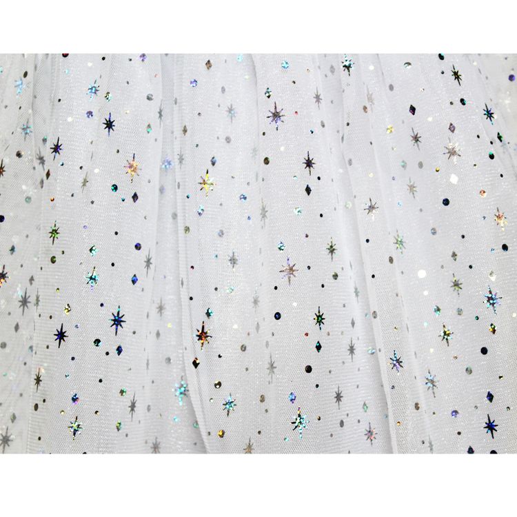 Rock weiß aus Tüll mit Glitzersternen für Kinder Gr.116-128 Kostüm-Zubehör SALE Fasching Karneval Mottoparty DIY Kostüm Fee Einhorn