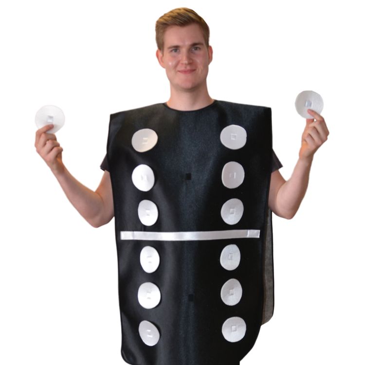 Domino Kostüm mit veränderbarer Augenzahl für Erwachsene Domino Kostüm mit veränderbarer Augenzahl für Erwachsene Onesize schwarz Fasching Gruppenkostüm Spielstein lustig Fasching Karneval Mottoparty Party