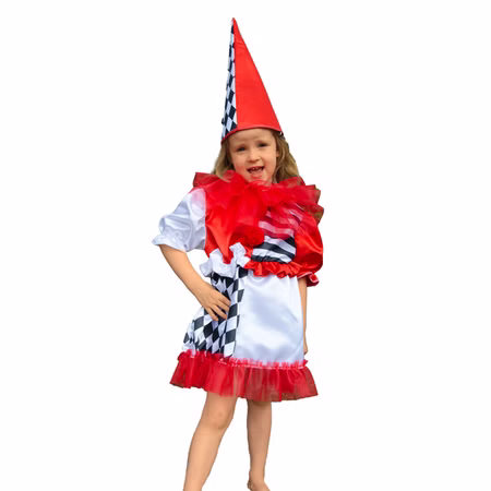 Harlekin Kostüm Clown für Mädchen Gr. 104-140 Kleid mit Hut rot SALE Fasching Karneval Mottoparty Kindergeburtstag Harlekin Kostüm Clown für Mädchen Gr. 104-140 Kleid mit Hut rot SALE Fasching Karneval Mottoparty Kindergeburtstag