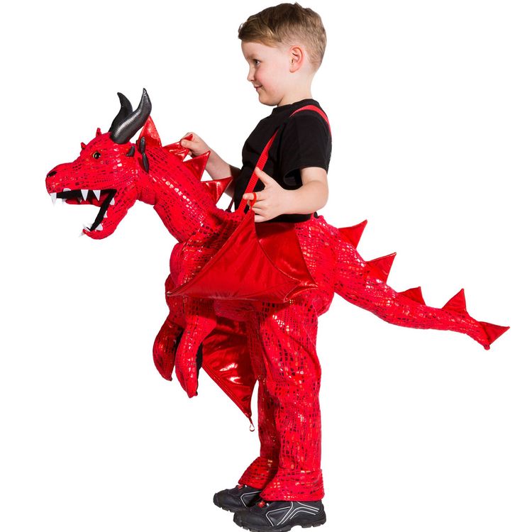 Drachen Kostüm Aero zum Hineinsteigen für Kinder 3-5 Jahre rot Tier Dino Fasching Karneval Mottoparty Kindergeburtstag Kinderfasching