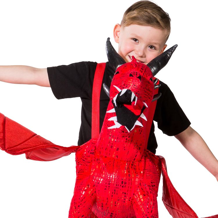 Drachen Kostüm Aero zum Hineinsteigen für Kinder 3-5 Jahre rot Tier Dino Fasching Karneval Mottoparty Kindergeburtstag Kinderfasching