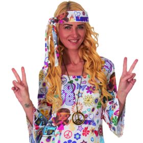 Hippie Kostüm Alice Blumen-Kleid für Damen Gr. S Kleid bunt 70er Coachella SALE Fasching Karneval Mottoparty Schlagermove