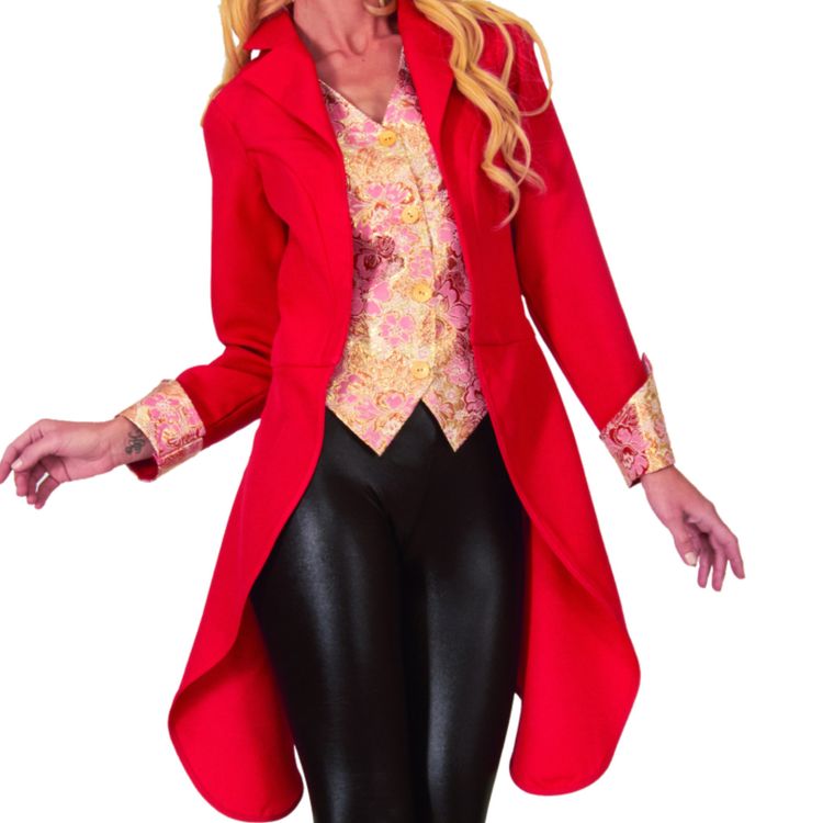 Showfrack Rot mit Weste für Damen Gr. S-XL Frack Zirkus SALE Fasching Karneval Mottoparty