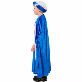 Heilige Drei Könige Kostüm Mantel & Turban Melchior Blau für Kinder Krippenspiel Fasching Karneval Mottoparty Märchen Kinderfasching