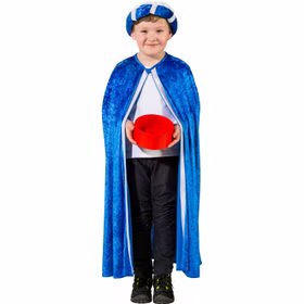 Heilige Drei Könige Kostüm Mantel & Turban Melchior Blau für Kinder Krippenspiel Fasching Karneval Mottoparty Märchen Kinderfasching