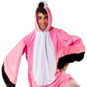 Flamingo Kostüm Pinker Vogel für Erwachsene Onesize Tier Tierkostüm Unisex-Kostüm Fasching Karneval Mottoparty Paar- und Gruppenkostüm