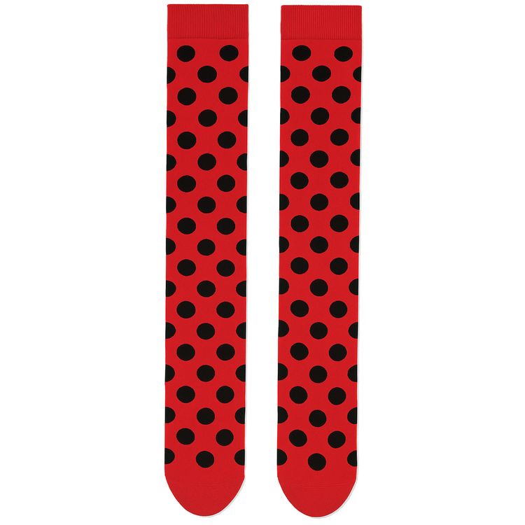 Overknees für Damen im Marienkäfer-Look mit schwarzer Schleife von Vorne