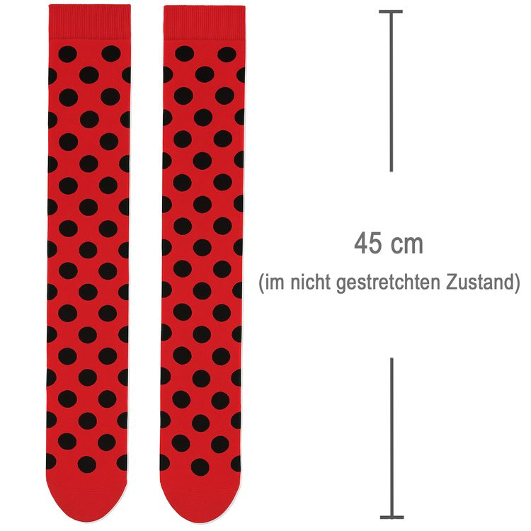 Overknees für Damen im Marienkäfer-Look mit schwarzer Schleife von Vorne