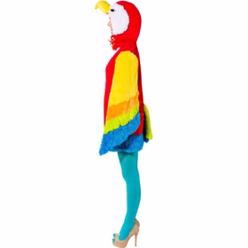 Papagei Kostüm Birdy für Damen Gr. 34-48 Kleid bunt Tier Vogel Fasching Karneval Papagei Kostüm für Damen von der Seite