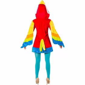 Papagei Kostüm Birdy für Damen Gr. 34-48 Kleid bunt Tier Vogel Fasching Karneval Papagei Kostüm für Damen von Hinten