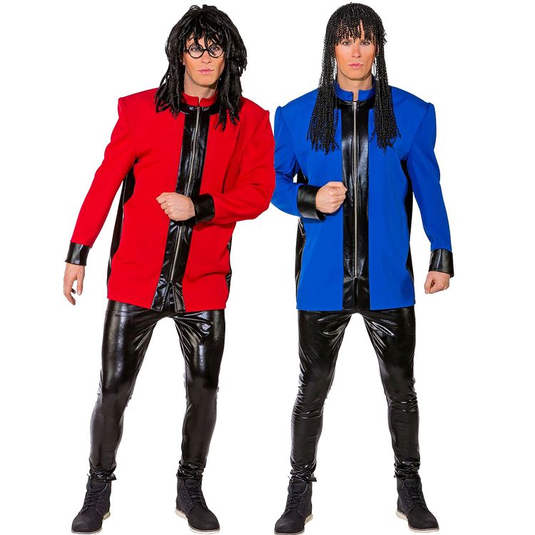 Musiker Kostüm Jacke mit Schulterpolstern 80er blau für Herren Gr. 46-56  Popduo 90er Jahre Fasching Karneval Mottoparty Paarkostüm Gruppenkostüm