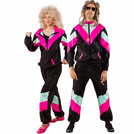 Jogginganzug Kostüm Retro 90er schwarz für Erwachsene Gr. 36-56 Fasching Karneval Mottoparty Paarkostüm Neon-Party 90er Jahre Party Jogginganzug Kostüm Retro 90er schwarz für Erwachsene Gr. 36-56 Fasching Karneval Mottoparty Paarkostüm Neon-Party 90er Jahre Party