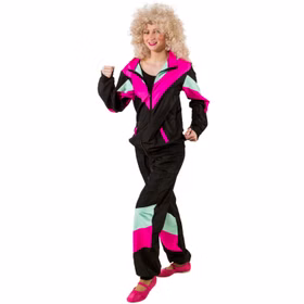 Jogginganzug Kostüm Retro 90er schwarz für Erwachsene Gr. 36-56 Fasching Karneval Mottoparty Paarkostüm Neon-Party 90er Jahre Party Jogginganzug Kostüm Retro 90er schwarz für Erwachsene Gr. 36-56 Fasching Karneval Mottoparty Paarkostüm Neon-Party 90er Jahre Party