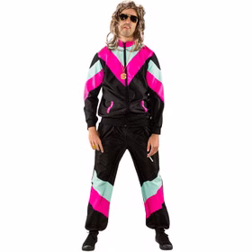 Jogginganzug Kostüm Retro 90er schwarz für Erwachsene Gr. 36-56 Fasching Karneval Mottoparty Paarkostüm Neon-Party 90er Jahre Party Jogginganzug Kostüm Retro 90er schwarz für Erwachsene Gr. 36-56 Fasching Karneval Mottoparty Paarkostüm Neon-Party 90er Jahre Party