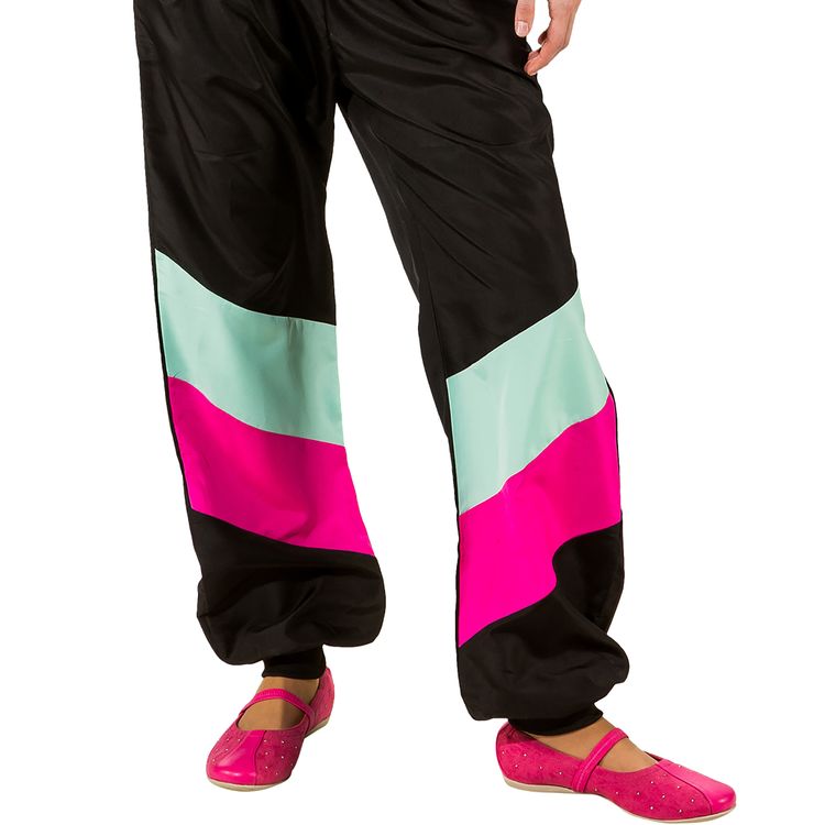 Jogginganzug Kostüm Retro 90er schwarz für Erwachsene Gr. 36-56 Fasching Karneval Mottoparty Paarkostüm Neon-Party 90er Jahre Party