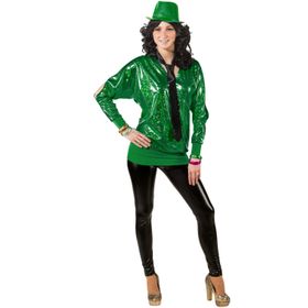 90er Jahre Kostüm Wickelshirt grün für Damen Gr. 38-48 Retro 80er Mottoparty Fasching Karneval 