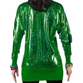 90er Jahre Kostüm Wickelshirt grün für Damen Gr. 38-48 Retro 80er Mottoparty Fasching Karneval 