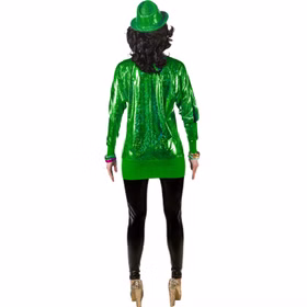 90er Jahre Kostüm Wickelshirt grün für Damen Gr. 38-48 Retro 80er Mottoparty Fasching Karneval 