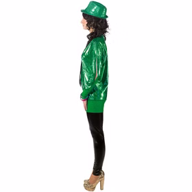 90er Jahre Kostüm Wickelshirt grün für Damen Gr. 38-48 Retro 80er Mottoparty Fasching Karneval 