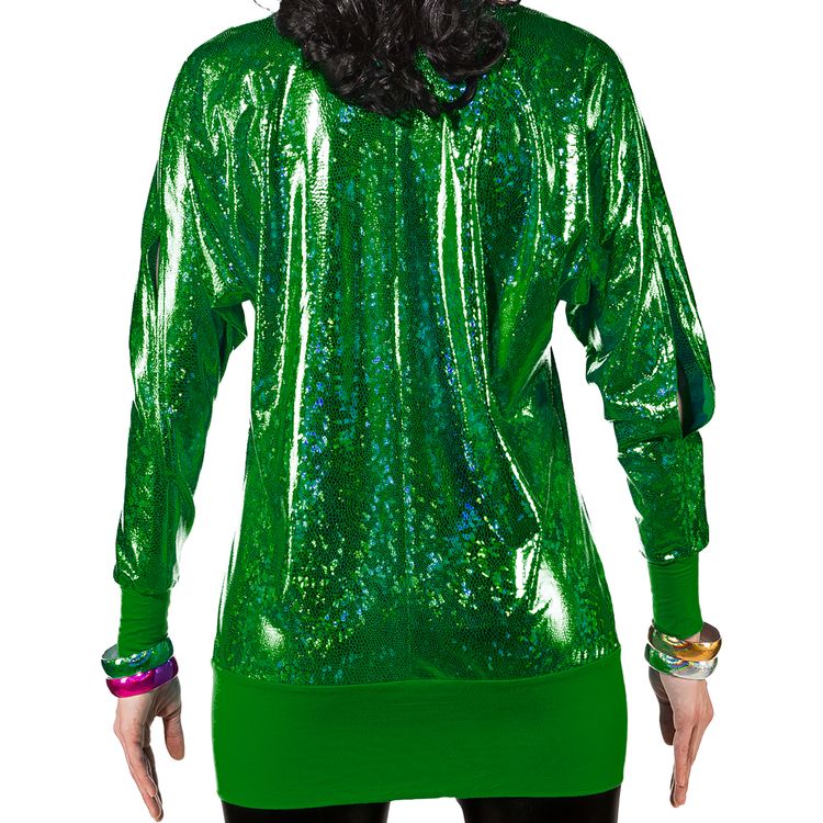 90er Jahre Kostüm Wickelshirt grün für Damen Gr. 38-48 Retro 80er Mottoparty Fasching Karneval 