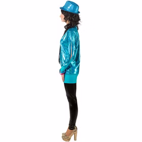 90er Jahre Kostüm Wickelshirt für Damen Gr. 38-48 türkis Retro 80er Fasching Karneval Mottoparty Schlagermove 90er Jahre Kostüm Wickelshirt für Damen Gr. 38-48 türkis Retro 80er Fasching Karneval Mottoparty Schlagermove
