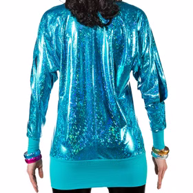 90er Jahre Kostüm Wickelshirt für Damen Gr. 38-48 türkis Retro 80er Fasching Karneval Mottoparty Schlagermove 90er Jahre Kostüm Wickelshirt für Damen Gr. 38-48 türkis Retro 80er Fasching Karneval Mottoparty Schlagermove