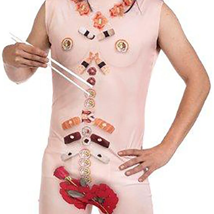 Sushi Kostüm Nigiri für Herren Gr. XL hautfarben Lebensmittel witzig Japan Asien andere Länder Fasching Karneval Mottoparty