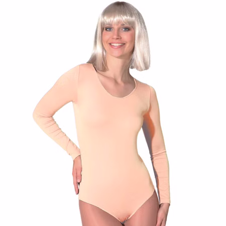 Elastischer Langarm-Body für Kinder und Damen Gr. 104-XXXL cremefarben Kostüm-Zubehör Unterwäsche Fasching Karneval Mottoparty Kinderfasching Elastischer Langarm-Body für Kinder und Damen Gr. 104-XXXL cremefarben Kostüm-Zubehör Unterwäsche Fasching Karneval Mottoparty Kinderfasching