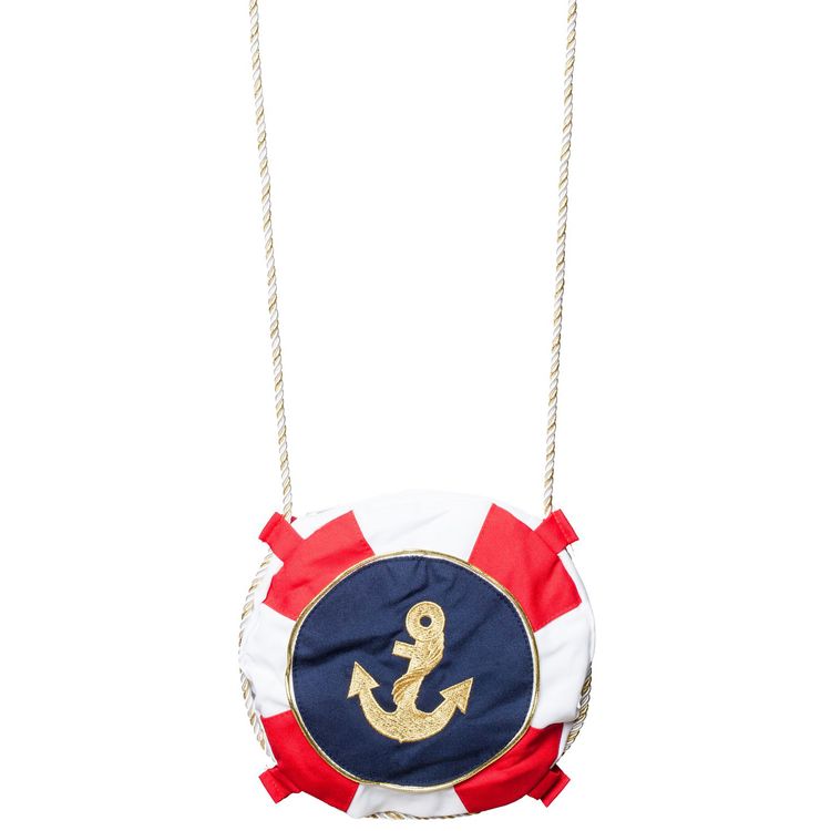 Matrosen Handtasche mit Reißverschluss Rettungsring Rot Weiß für Damen Kostüm-Zubehör Fasching Karneval Mottoparty