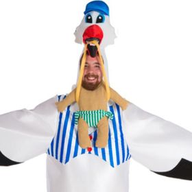 Storch Kostüm Adebar bringt Nachwuchs für Herren Tier Onesize witzig Spaßkostüm lustiges Kostüm Vogel Junggesellenabschied JGA Mottoparty Fasching Karneval