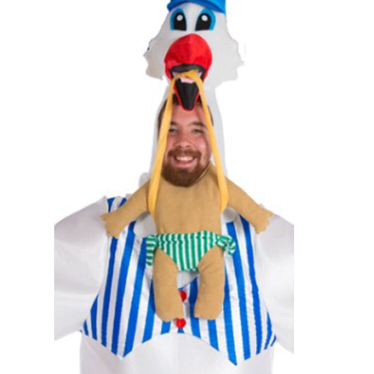 Storch Kostüm Adebar bringt Nachwuchs für Herren Tier Onesize witzig Spaßkostüm lustiges Kostüm Vogel Junggesellenabschied JGA Mottoparty Fasching Karneval