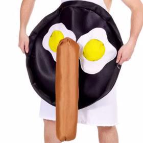 Koch Kostüm mit Spiegelei und Würstchen für Herren Onesize witzig JGA Fasching Karneval Spaßkostüm Junggesellenabschied Koch Kostüm mit Spiegelei und Würstchen für Herren Onesize witzig JGA Fasching Karneval Spaßkostüm Junggesellenabschied