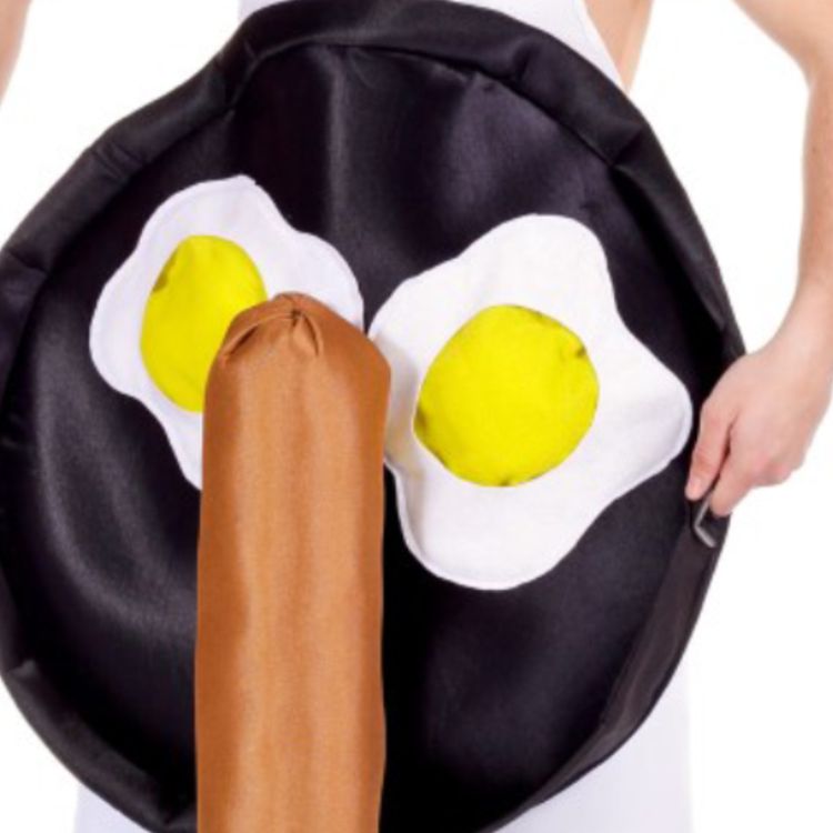 Koch Kostüm mit Spiegelei und Würstchen für Herren Koch Kostüm mit Spiegelei und Würstchen für Herren Onesize witzig JGA Fasching Karneval Spaßkostüm Junggesellenabschied