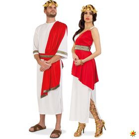 Römerin Kostüm Romana für Damen Gr. 42 Kleid rot-weiß Antike Griechin SALE Fasching Karneval Mottoparty Paarkostüm