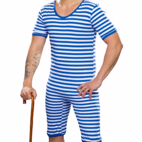 Badeanzug Kostüm Retro Badeanzug blau-weiß historisch für Erwachsene Gr. S-XXL 20er Jahre Beachparty Fasching Karneval Mottoparty Badeanzug Kostüm Retro Badeanzug blau-weiß historisch für Erwachsene Gr. S-XXL 20er Jahre Beachparty Fasching Karneval Mottoparty